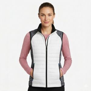 Eddie Bauer Primaloft Hybrid Vest White Gray Quilted Women's Medium